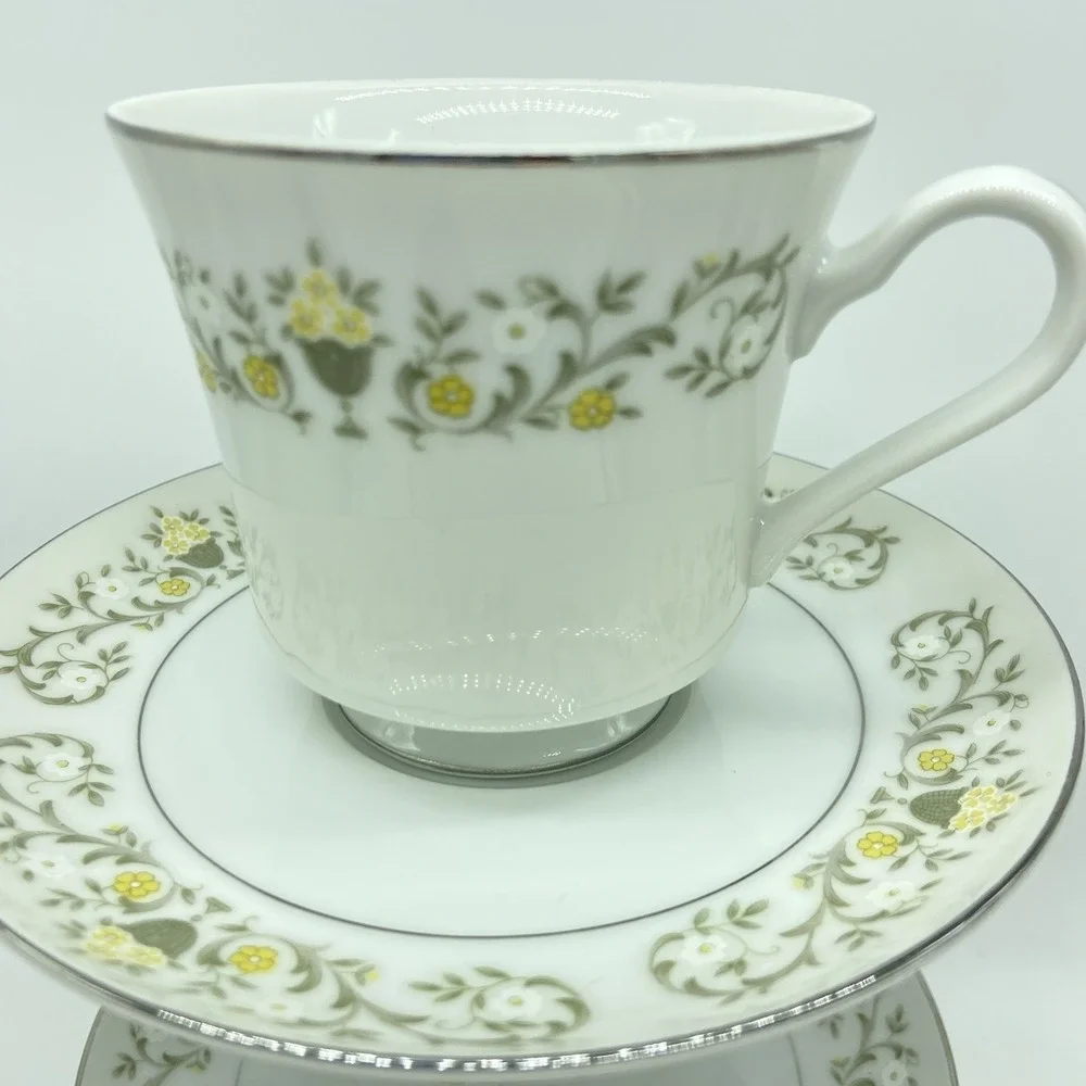 Sterling China Co. Florentine Cups & Saucers Set Of 3 Shabby Chic Cottagecore